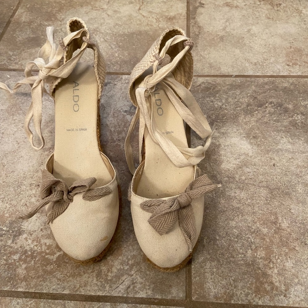 Cute beige wedge shoes